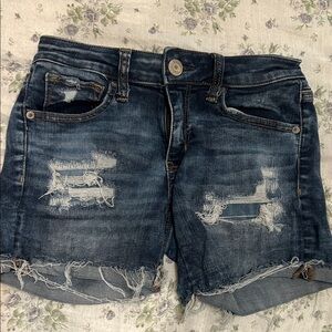 American Eagle Outfitters Blue Distressed Jean Shorts